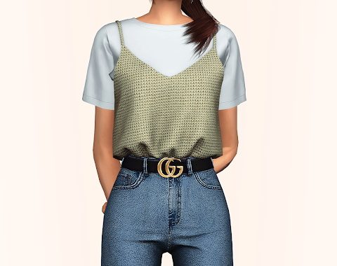 Waffle Knit Bustier & T-Shirt