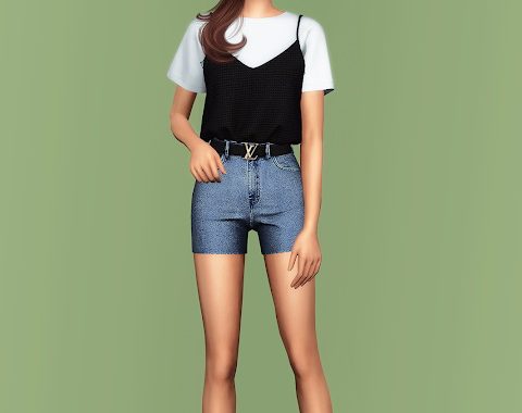 Waffle Knit Bustier & T-Shirt