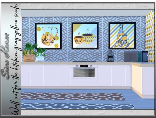 Wall art for the kitchen gray-yellow scale