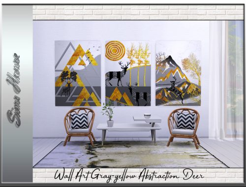 Wall Art Gray-yellow Abstraction Deer