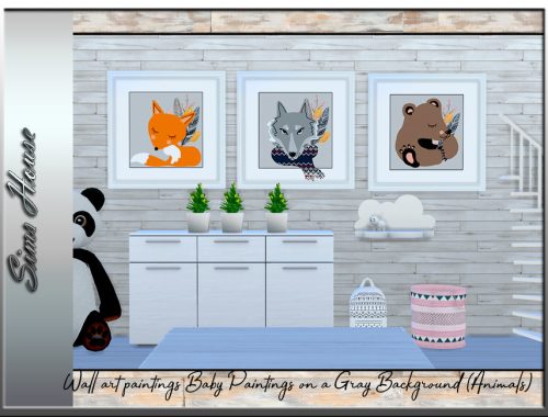 Wall art paintings Baby Paintings on a Gray Background