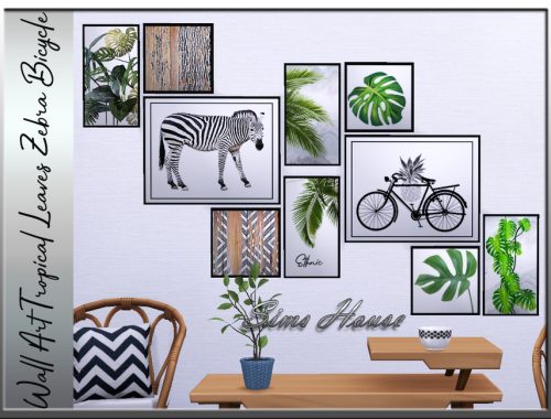 Wall Art Tropical Leaves Zebra Bicycle