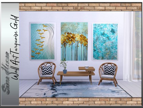 Wall Art Turquoise Gold