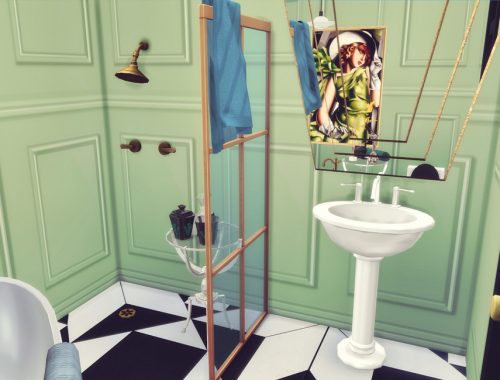 White Wine Art Deco Bathroom 1- Only TSR CC