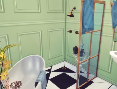 White Wine Art Deco Bathroom 1- Only TSR CC
