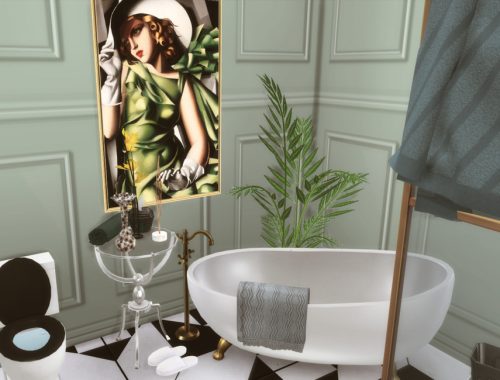 White Wine Art Deco Bathroom 1- Only TSR CC