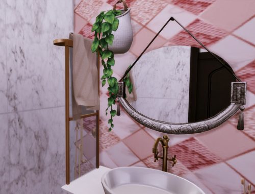 White Wine Art Deco Bathroom 2- Only TSR CC