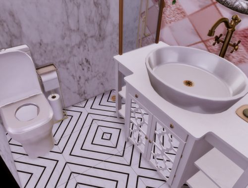 White Wine Art Deco Bathroom 2- Only TSR CC