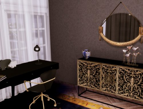White Wine Art Deco Black Kid Bedroom- Only TSR CC