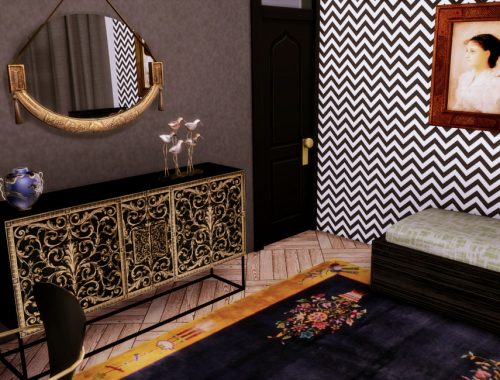 White Wine Art Deco Black Kid Bedroom- Only TSR CC