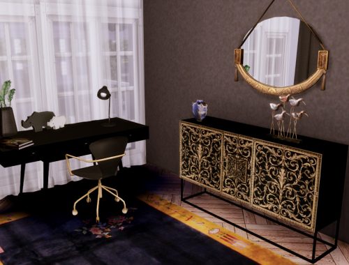 White Wine Art Deco Black Kid Bedroom- Only TSR CC