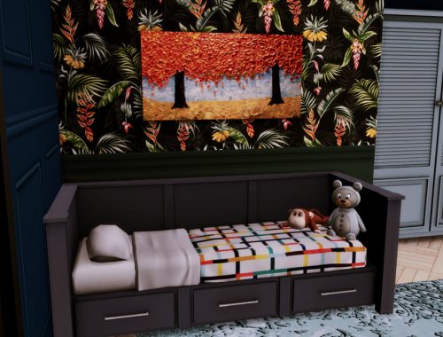 White Wine Art Deco Blue Kid bedroom- Only TSR CC