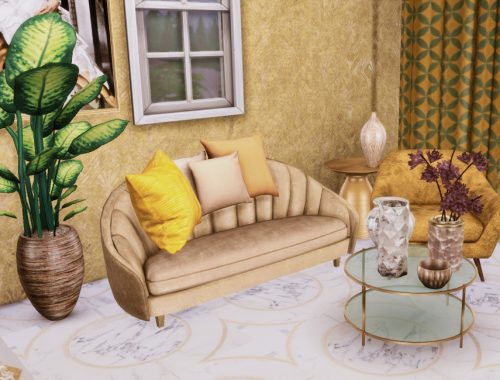 White Wine Art Deco Gold Bedroom- Only TSR CC