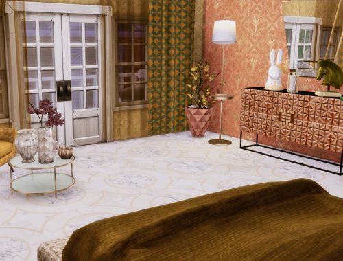 White Wine Art Deco Gold Bedroom- Only TSR CC