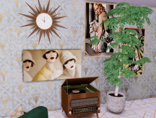 White Wine Art Deco Livingroom- Only TSR CC