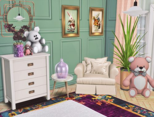 White Wine Art Deco Pink Kid Room- Only TSR CC