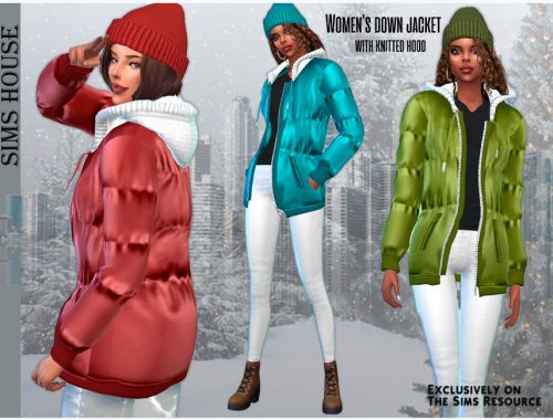 Women's down jacket with knitted hood