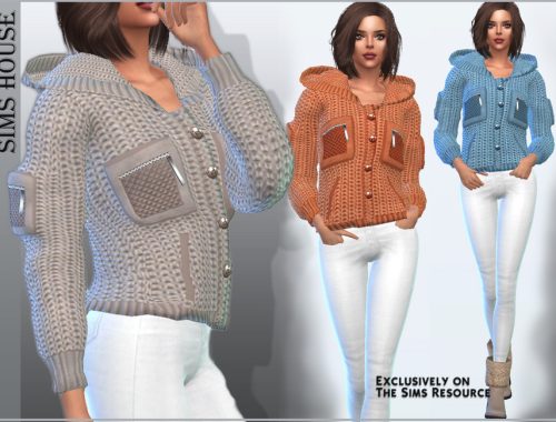 Women's knitted hooded jacket