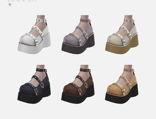 【CHARONLEE】Round Toe Embellished rivets Platforms