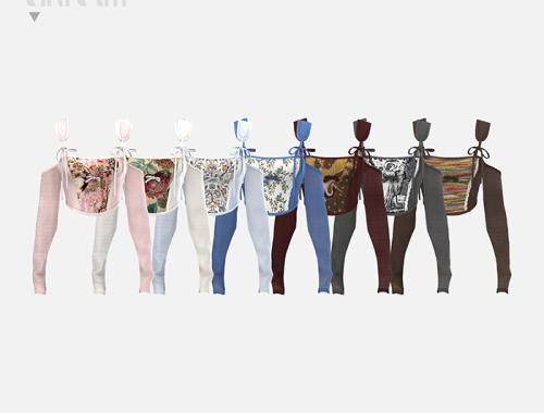 【CHARONLEE】Sos Seamstress Cat Jacquard Bow Corset Top
