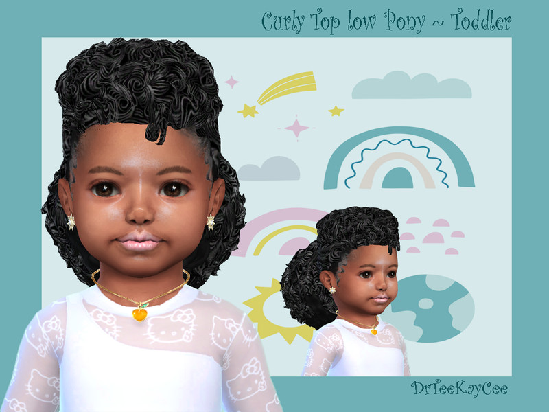 Curly Top Low Pony ~ Toddler - The Sims 4 Catalog