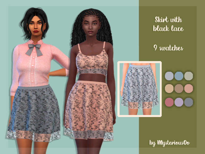 Skirt with black lace - The Sims 4 Catalog