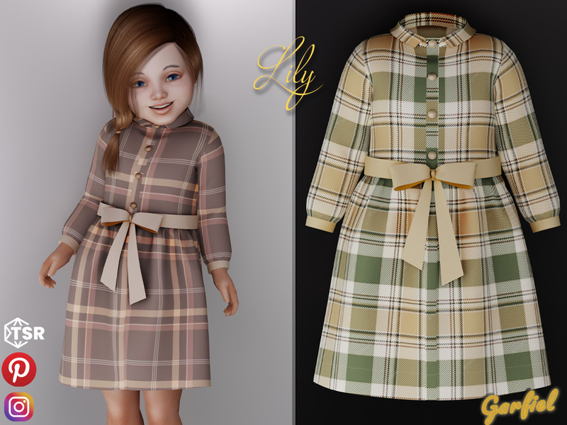 Lily – Cotton Plaid Long Sleeve… - The Sims 4 Catalog