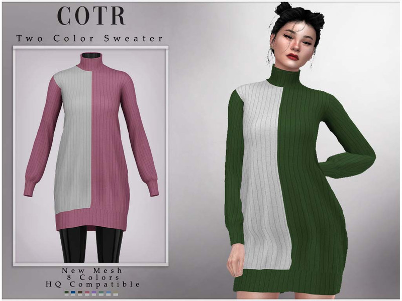 Two Color Sweater D-220 - The Sims 4 Catalog