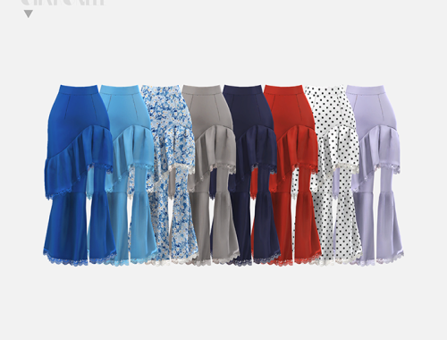 Asymmetrical Split Ruffles Skirt
