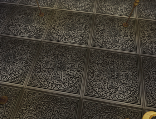 Floor tiles fireplace grate