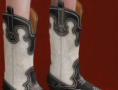 Ganni Embroidered Western Boots