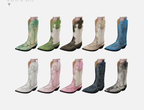 Ganni Embroidered Western Boots