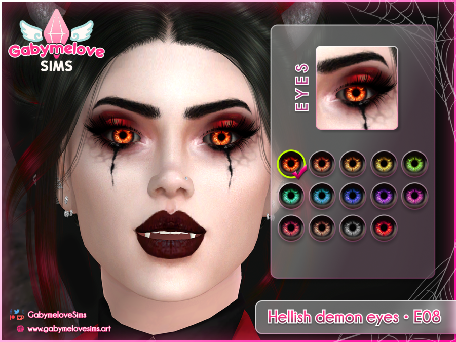 Hellish demon eyes • E08, contact lenses | Halloween CC - The Sims 4 ...