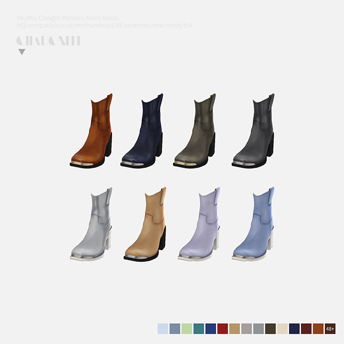 MiuMiu Cowgirl Western Ankle Boots - The Sims 4 Catalog