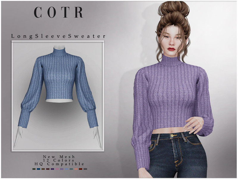 Long Sleeve Sweater T-494 - The Sims 4 Catalog