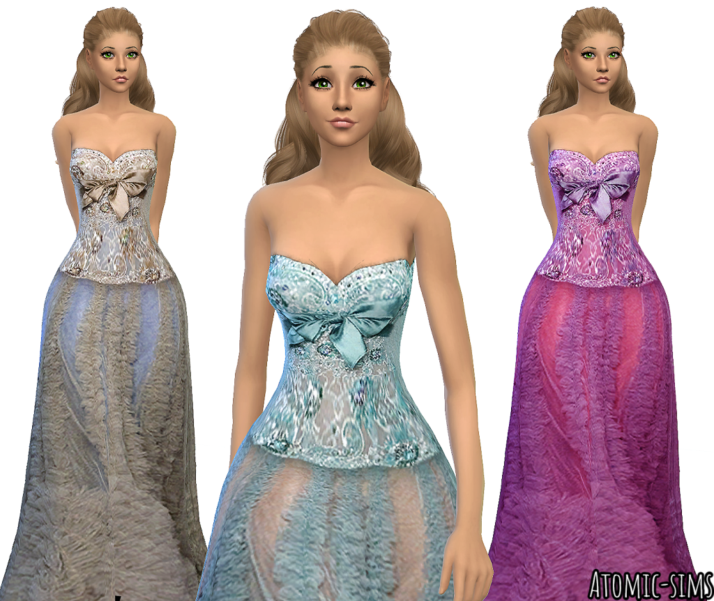 Simchic Blue wide tan gown conversion - The Sims 4 Catalog