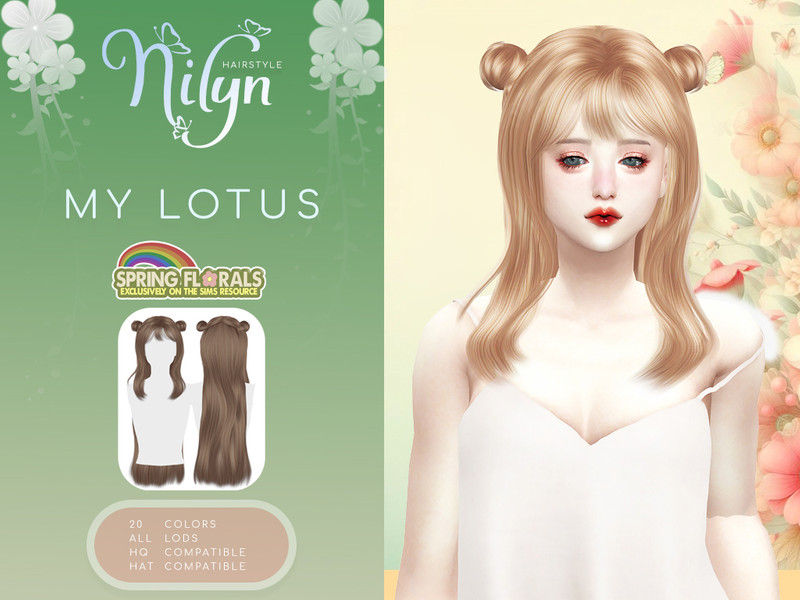 SpringFlorals MY LOTUS HAIR - The Sims 4 Catalog