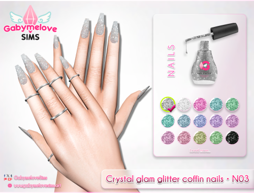 Crystal glam glitter coffin nails • N03 [HQ]
