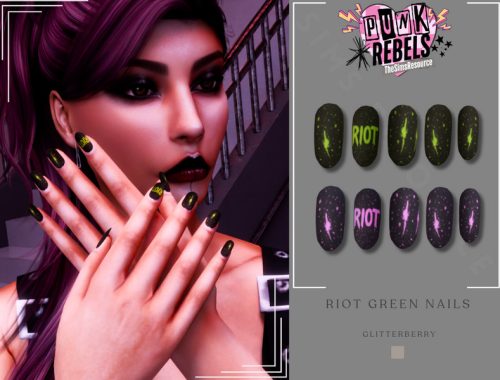 PUNK REBELS- RIOT Green Nails