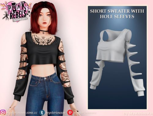 Punk Rebels - Short sweater with hole sleeves