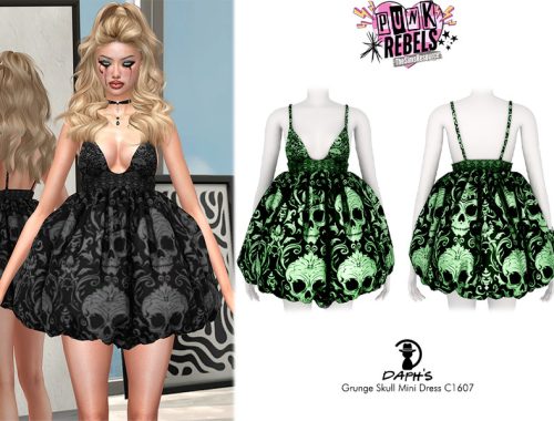 PUNK REBEL - Grunge Skull Mini Dress C1607