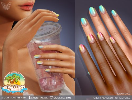 Vacation Vibes  - Short Almond Fruit Ice Nails