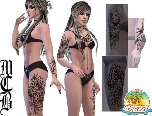 Tropical Palm Trees Lower Arm Tattoo (Left)