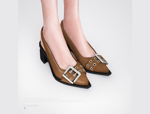 Ganni Feminine Buckle Slingback Heels