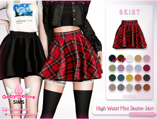 High Waist Mini Skater Skirt