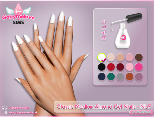Classic Medium Almond Gel Nails • N07