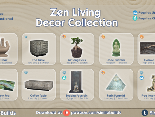 The Sims 4: Zen Living 🧘🏻‍♀️Decor CC Collection