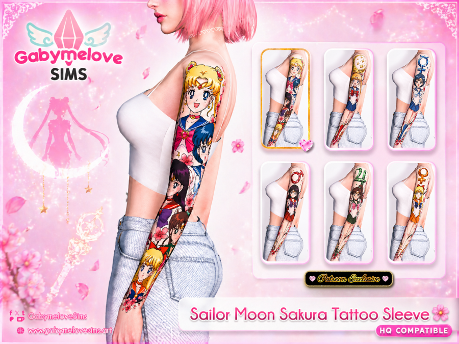 Sailor Moon Sakura Tattoo Sleeve ๐ธ (Full Sleeve + Patreon Exclusive Version)