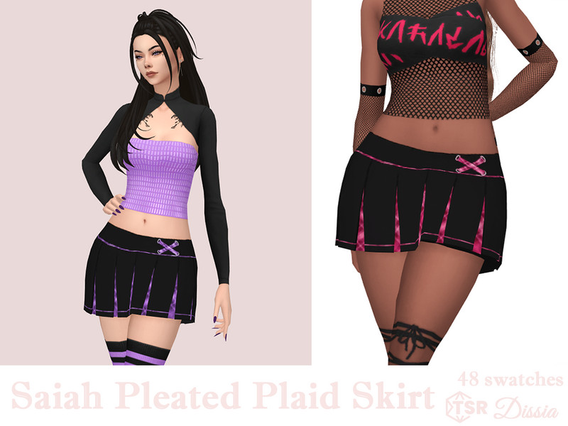Saiah Pleated Plaid Skirt