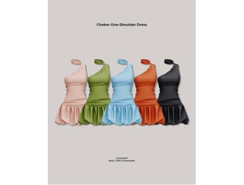 [Cocomint] Choker One-Shoulder Dress